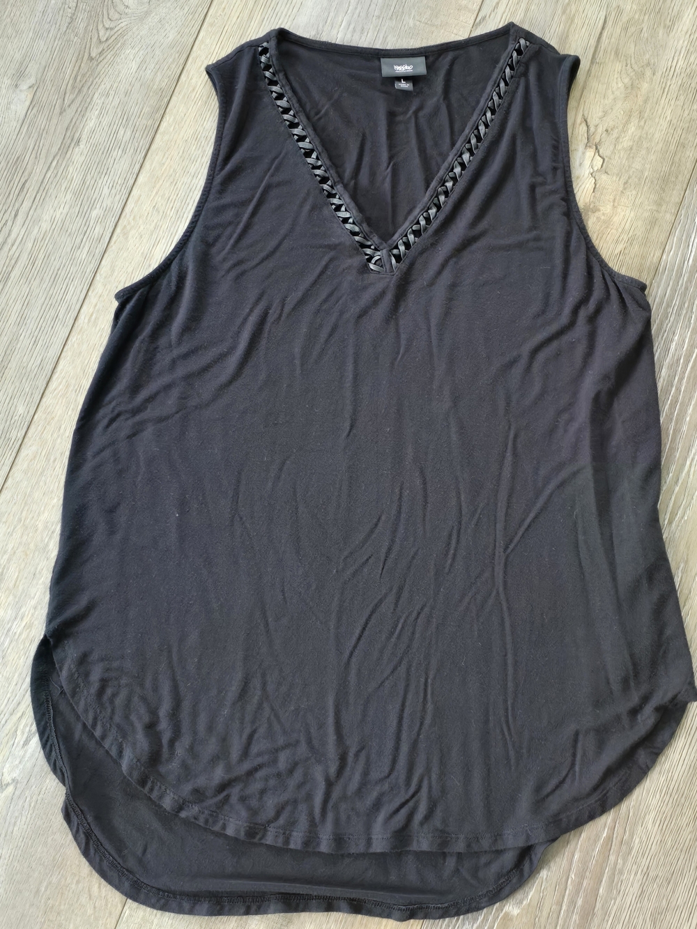 Mossimo Supply Co. Black V-Neck Tank with Braided Trim